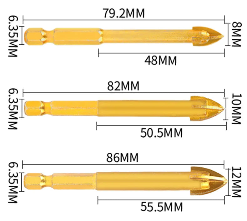 Brazed Diamond Drill Bit - Dry Drilling, No Water Needed - Multi-Function Grinding &amp; Trimming - Glass/Concrete/Tile Hole Cutter