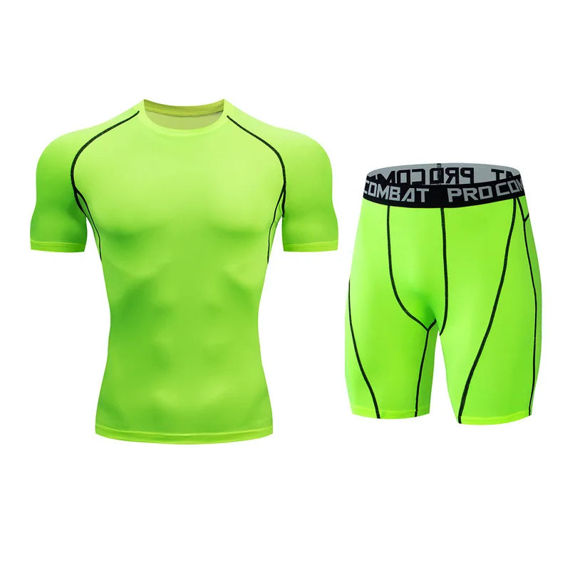 Gym Tight Training Clothing Workout Jogging Sports Set Fitness Men&