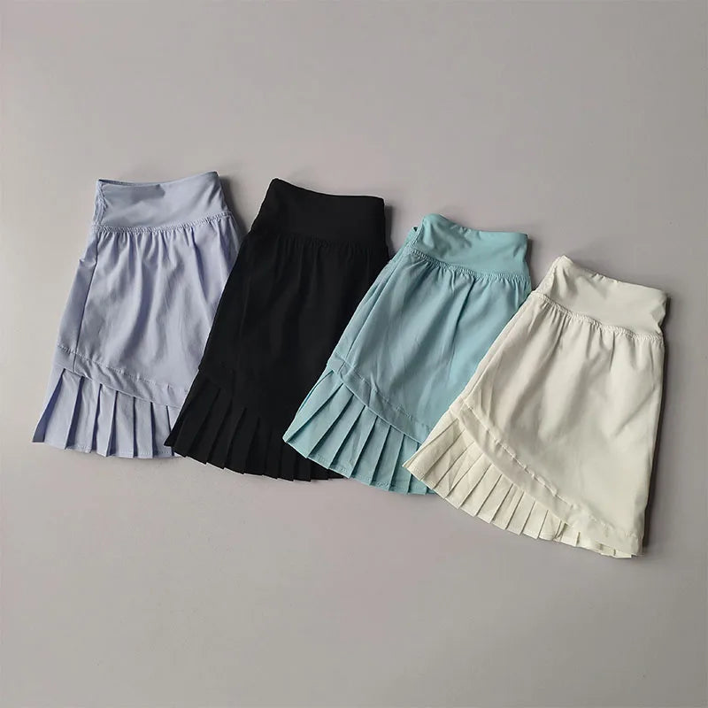 High Waisted Sports Short Skirt Summer New Style Cool Anti Glare Including Lined Shorts Fitness Yoga Quick Drying Pleated Skirt
