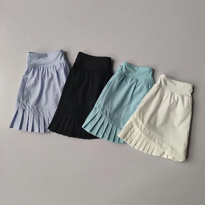 High Waisted Sports Short Skirt Summer New Style Cool Anti Glare Including Lined Shorts Fitness Yoga Quick Drying Pleated Skirt