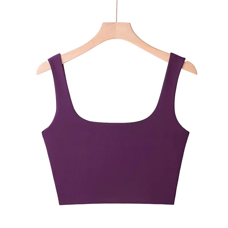 2025 Summer Women Sexy Sleeveless Tops Fashion Short Square Collar Tank Tops 6 Colors