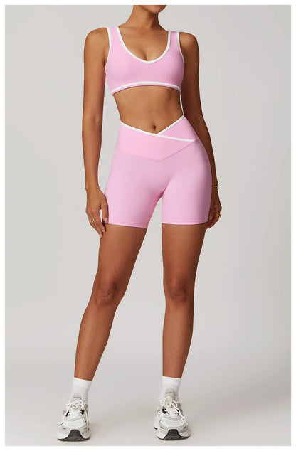 Women Gym Clothes Yoga Suits High Waist Two Piece Set Gym Leggings Yoga Sportswear Fitness Vest Crop Top Tracksuits Sports Bra