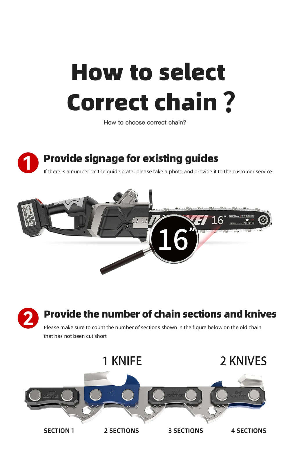 NAWIN Chains for electric chain saws 4/6/8/10/12/16 inch wood saws chain saws