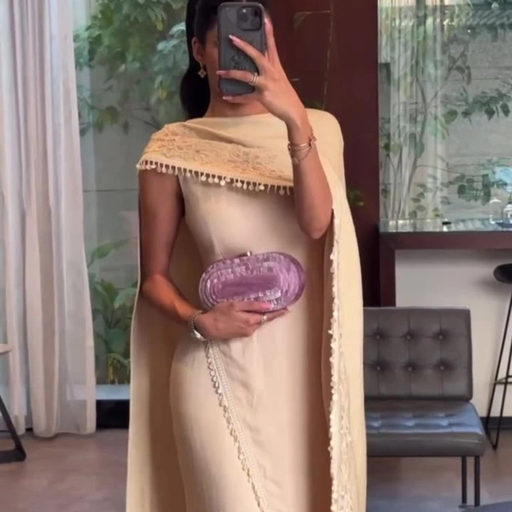 Romantic Kaftan 2-pieces Prom Gown Exclusive Arabic Dubai Women Evening Dress In Stock Spring Autumn Delicate Formal Events
