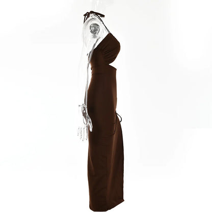 Sleeveless Sexy Female Midi Backless Dresses Slim Night Club Party Women&
