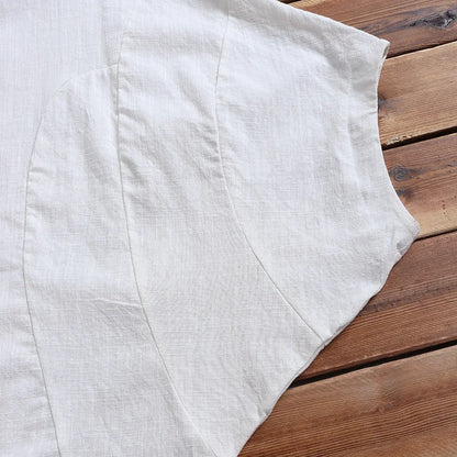Cotton Linen Shirts Women Casual Solid Blouses Shirts Loose Tops Tunic Blusas Oversized T-Shirt Blouse Women Short Sleeve Shirt