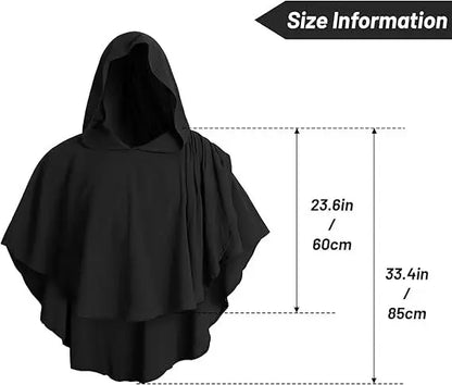 Medieval Hooded Cloak Coat for Men Medieval Cape Costume Adult Pagan Monk Robe Role Playing Short Cape