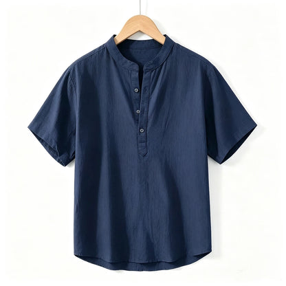 New Cotton Linen Shirts for Men Casual Shirts Lightweight  Short  Sleeve Henley Beach Shirts Hawaiian T Shirts for Men