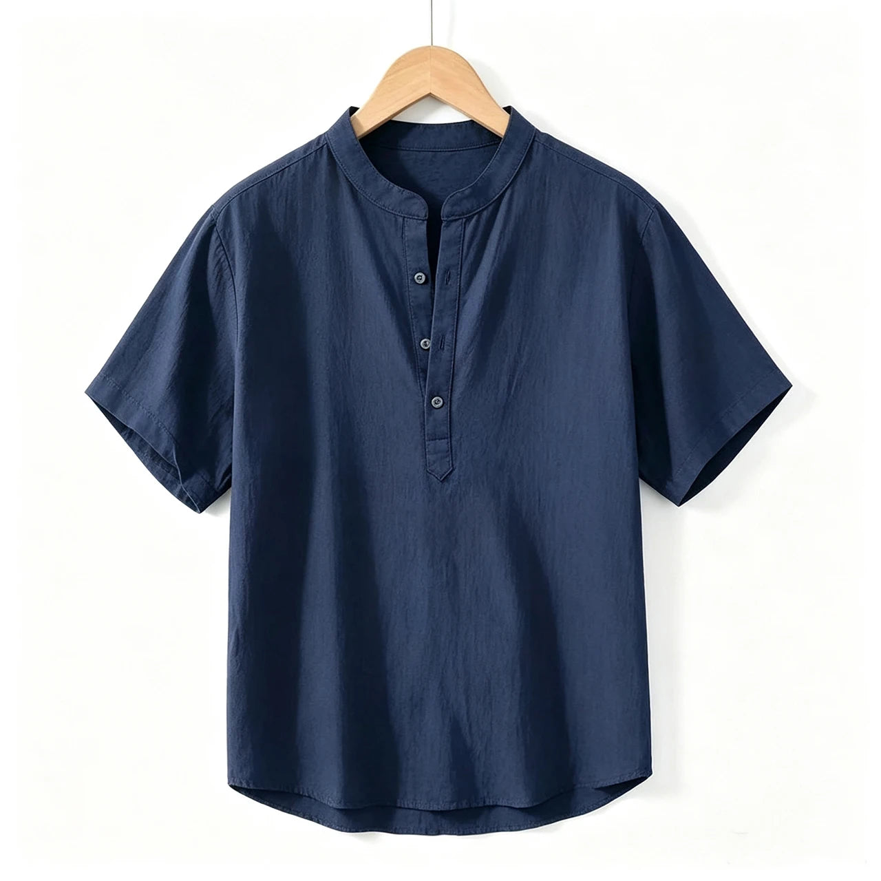 New Cotton Linen Shirts for Men Casual Shirts Lightweight  Short  Sleeve Henley Beach Shirts Hawaiian T Shirts for Men