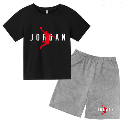 Children Summer Clothes T-shirt Sports Wear Letter Short-Sleeved +Shorts Boy 2P Girl Casual Fashion Coat Sunshine Basketball Set