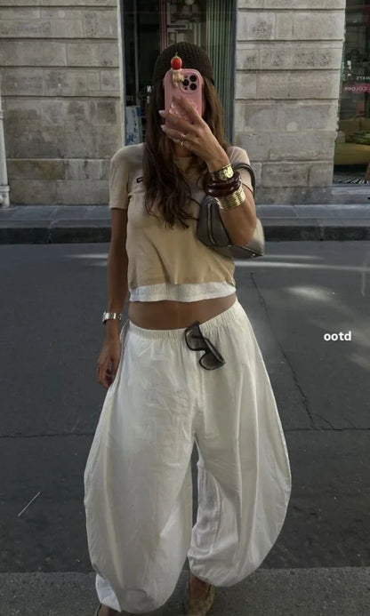 Women High Waist Wide Leg Linen Blend Casual Palazzo Pants