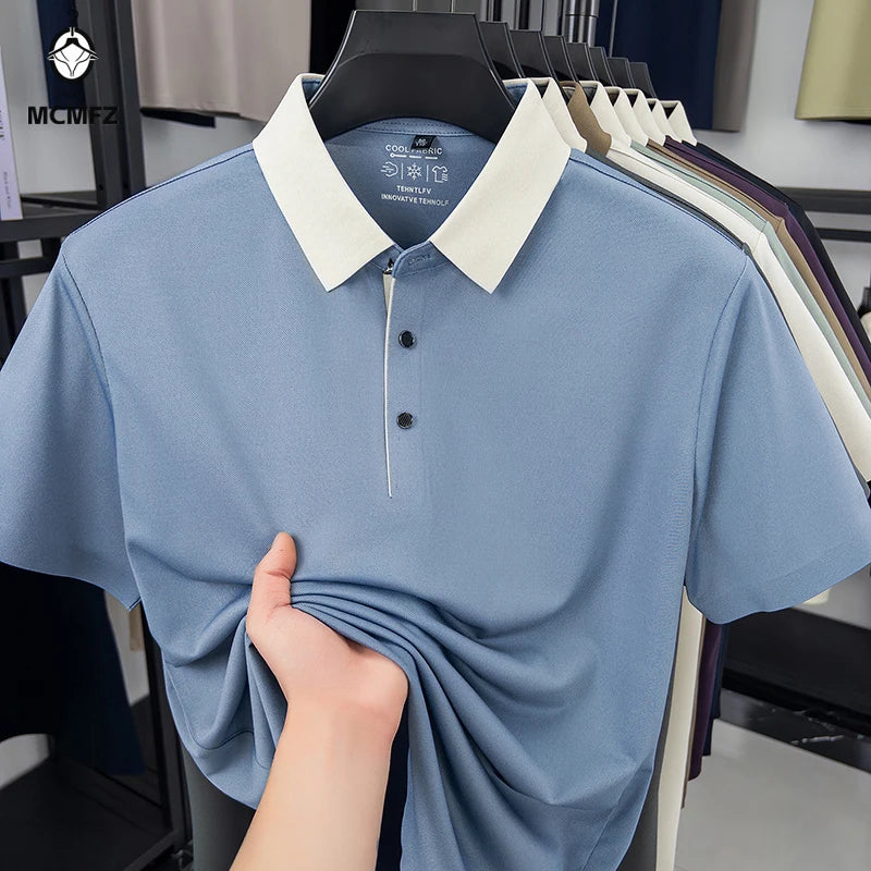 Polo Shirt for Men Short Sleeve Contrast Collar Design Soft Comfortable Fabric for Office and Casual