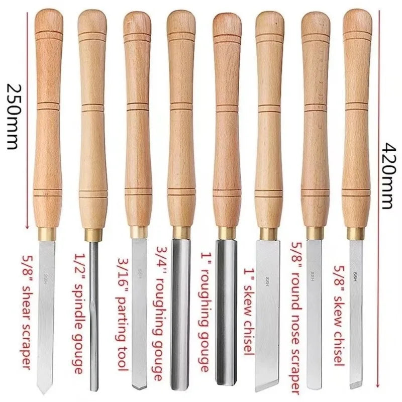 Woodworking 8PCS Turning Tools Professional Carving Hand Chisel Set Portable Woodcraft Carpentry DIY Knife Working Cutter Tools