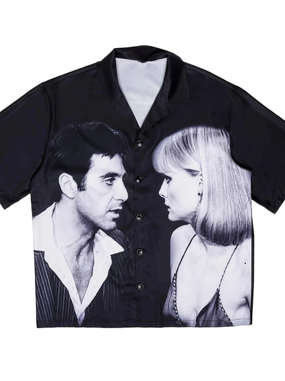 Me And You Button Down Shirt Summer Hot Sale Loose Plus Size Fit Printed Men&
