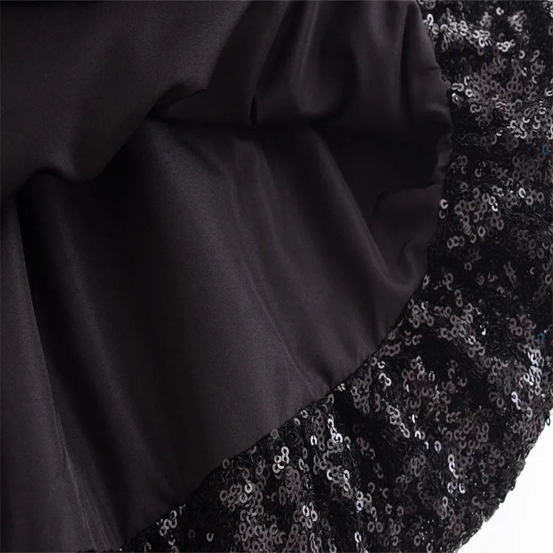 Fashion Party Dress for Women Fashion Autumn Winter New Round Neck Sleeveless Sequined Patchwork Chic Female Evening Clothing