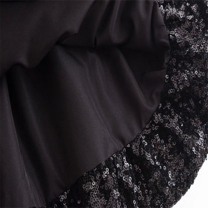 Fashion Party Dress for Women Fashion Autumn Winter New Round Neck Sleeveless Sequined Patchwork Chic Female Evening Clothing