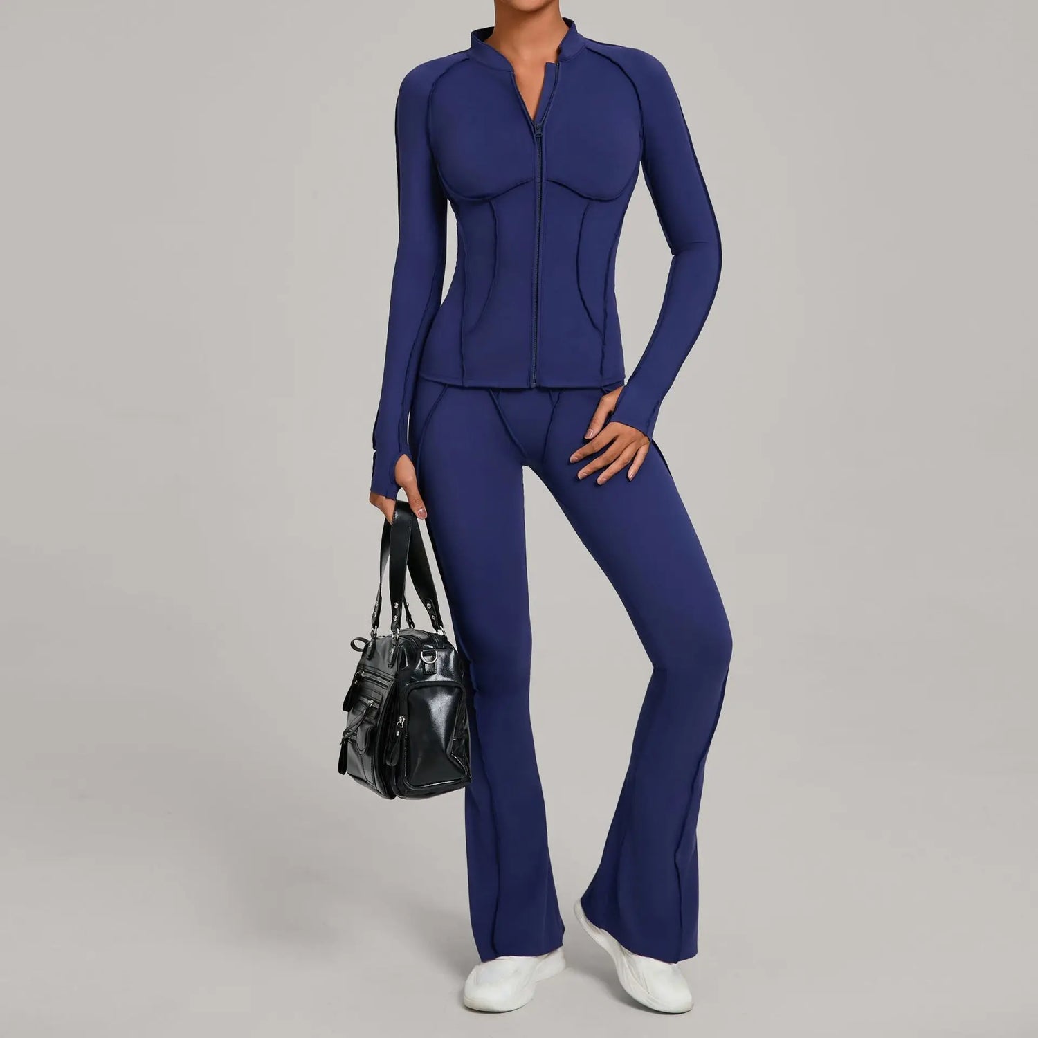New Gym Yoga Outfit for Women Zipper Long Sleeve Fitness Suit Daily Casual Running Fitness Sportswear Two-Piece Sets Coat+Pants