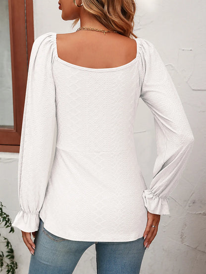 Fashion A Line Women Blouse Sexy V-Neck Drawstring Waist Long Sleeve T-Shirt Lady Elegant Spring Autumn Tops