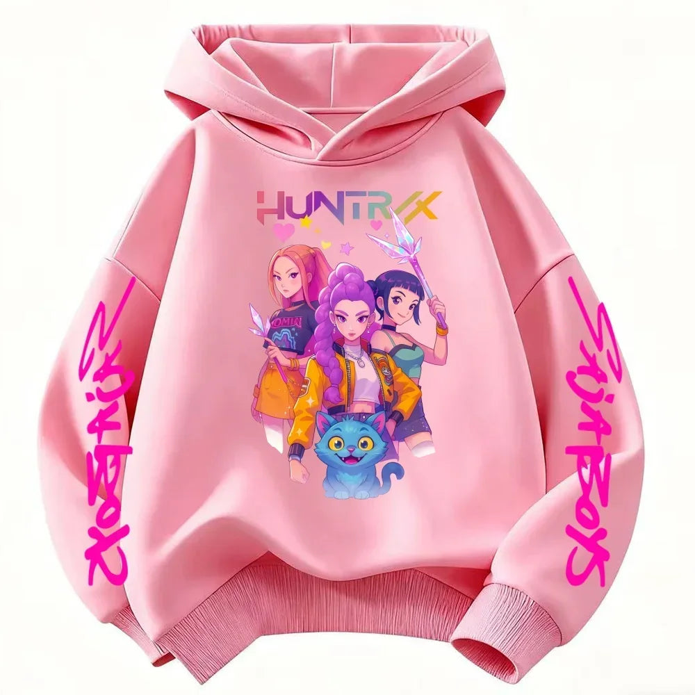 Hoodie for kids from the popular Korean K-pop series "Demon Hunter" 2026,for boys and girls,warm hooded clothing for winter/fall