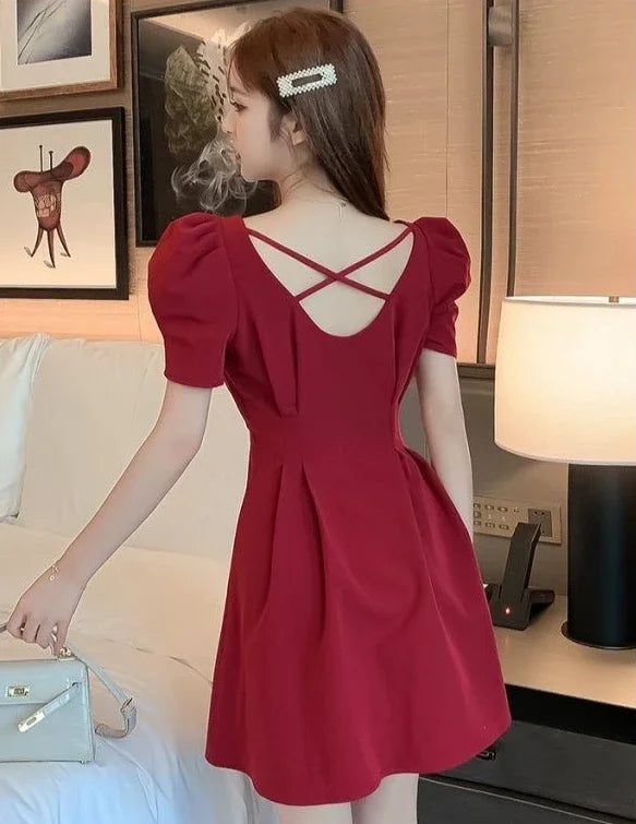 Red Short Dresses for Women 2025 Black Backless Woman Dress Mini Open Back Clothes Xxl Summer Aesthetic Fashion Promotion Sale X