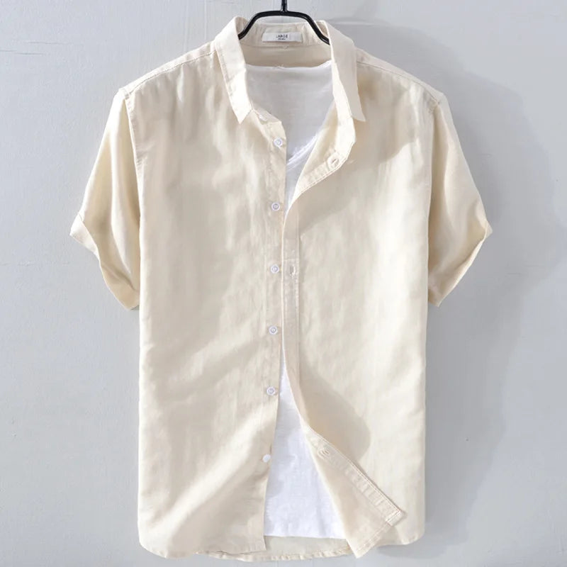 Pure Linen Short-sleeved Shirt Men&