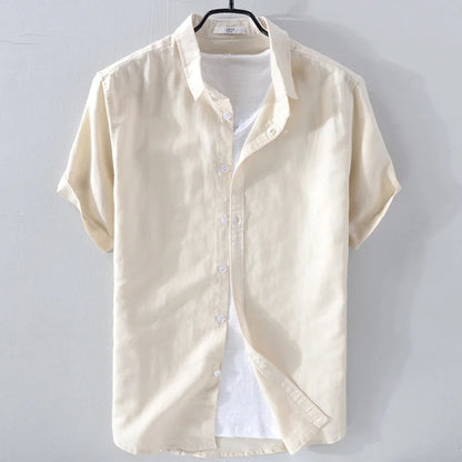 Pure Linen Short-sleeved Shirt Men&