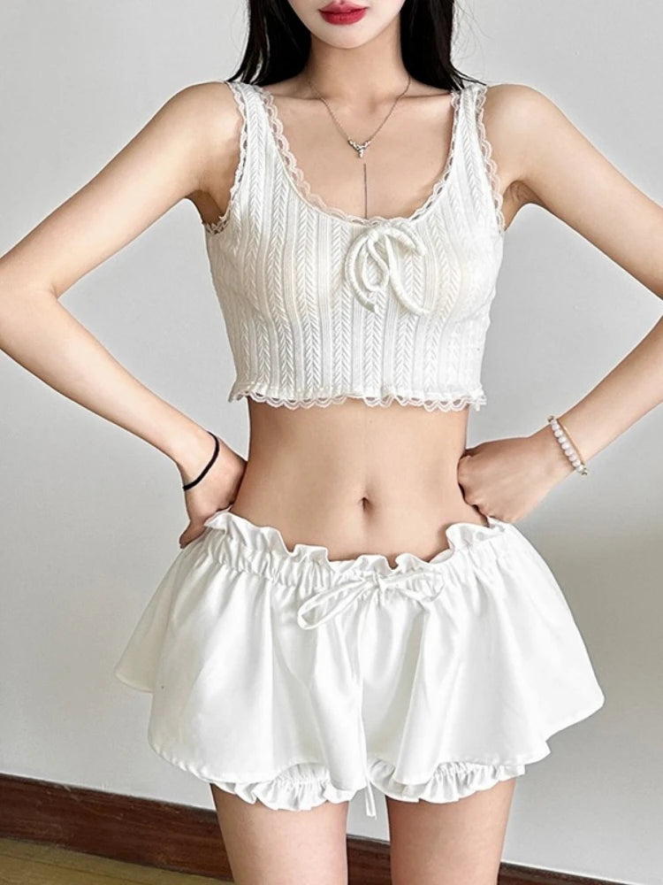 Solid Color Skirts Shorts Women Clothing Low Rise Sexy Girl Streetwear Pantalones Cortos De Mujer Summer Outfits Y2k Accessories