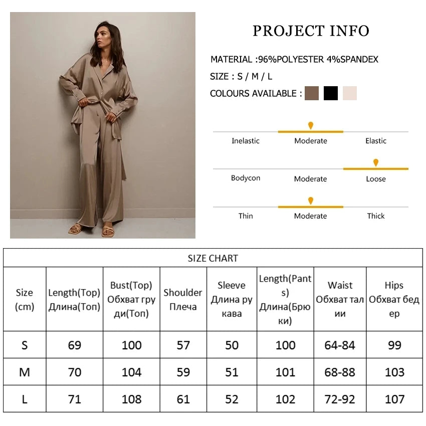 Silk-like Sleepwear Set Women&