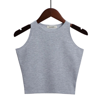 Fashion 2022 New Women Sexy Cotton Crop Top Crop Bustier Multicolor Sleeveless Cropped Blusas Vest Tank Top Camisole 14 Colors
