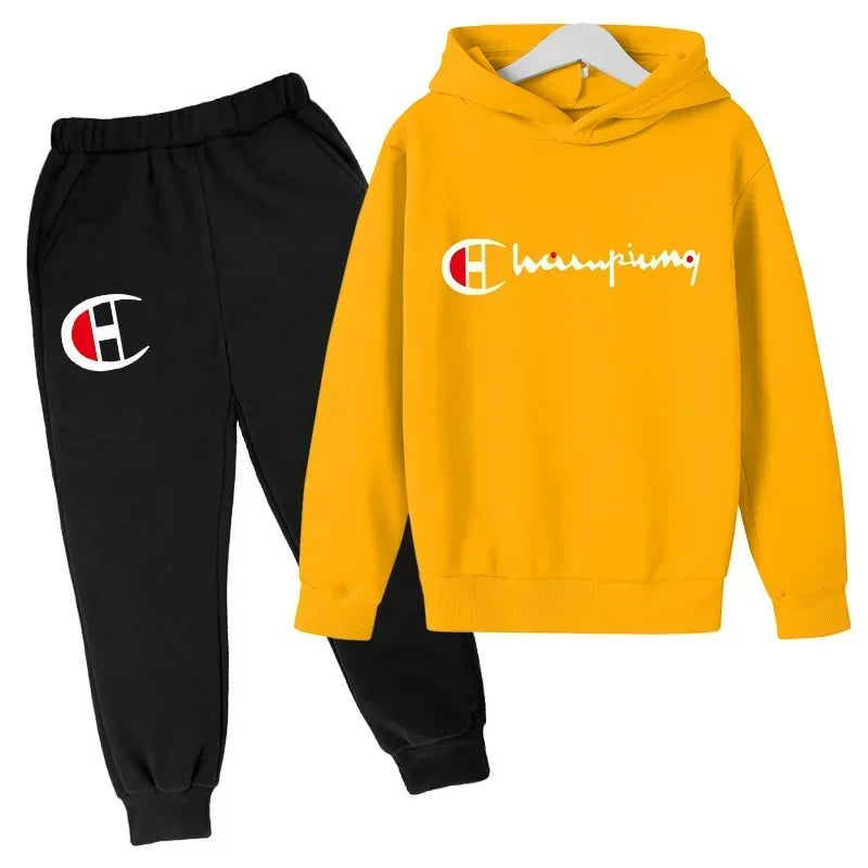 Hooded Hoodies Sweatshirts Sets Teenagers Fashion Groups of Pants Child SuitAutumn/winter Kids Clothing for Girl Boy Children&