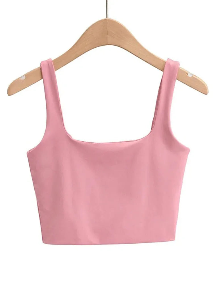 2025 Summer Women Sexy Sleeveless Tops Fashion Short Square Collar Tank Tops 6 Colors