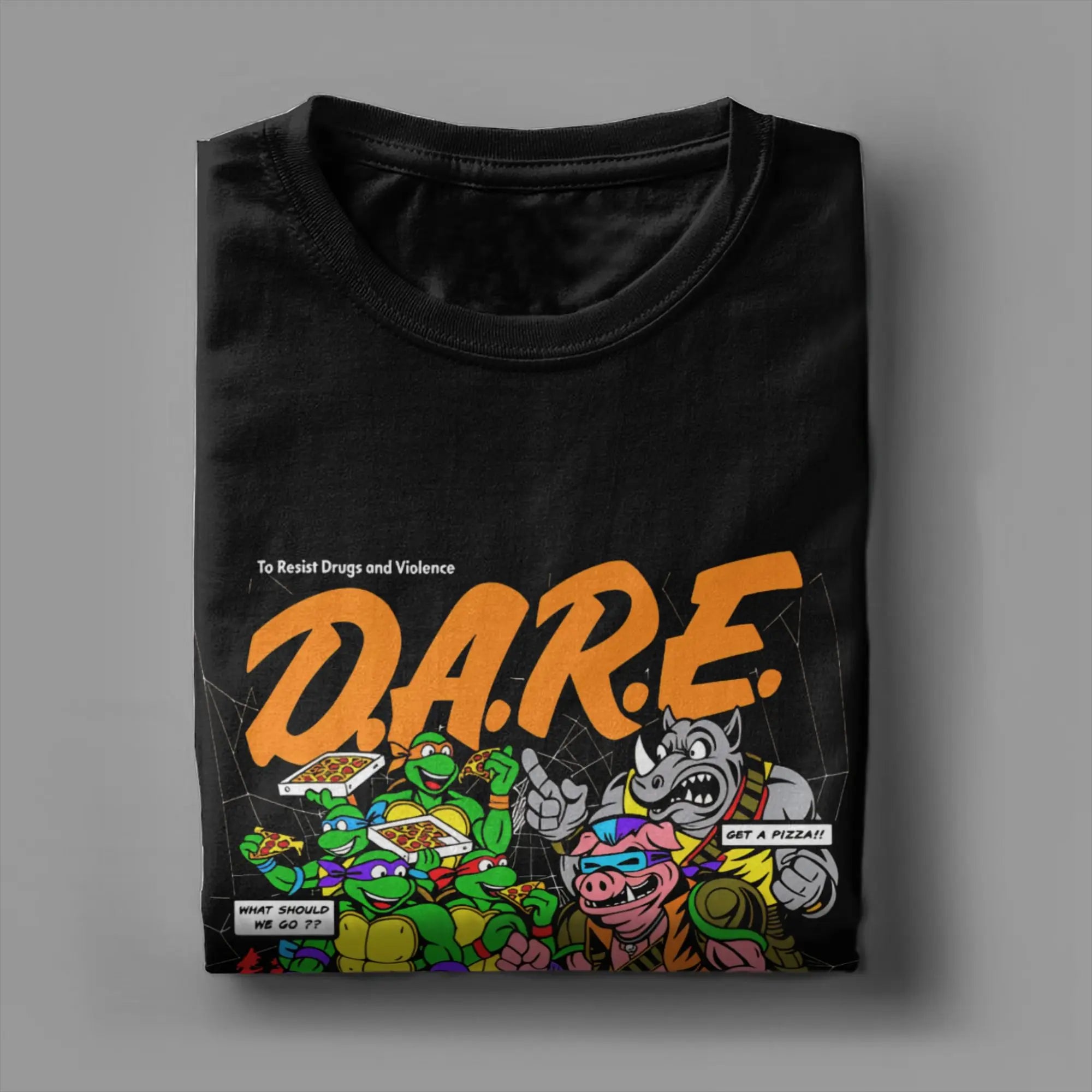 TMNT D.A.R.E. Just Say No 100 Cotton T-Shirts  Hipster Tshirt for Men&