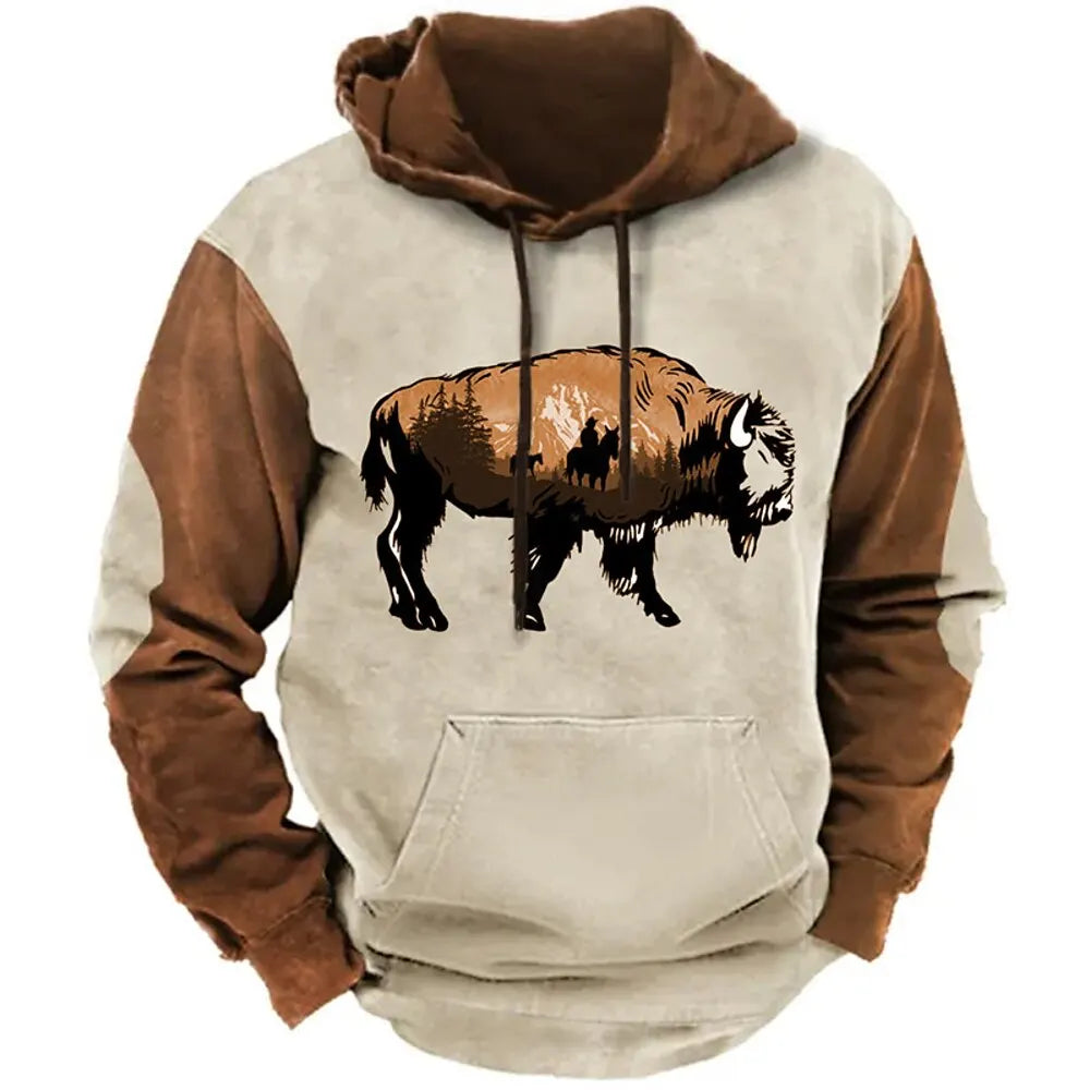 Hoodies For Men Y2k Golf Camping Casual cowboy Long Sleeve Autumn Fashion Sweatshirts 3d Printed Hooded Holiday Loose Oversized