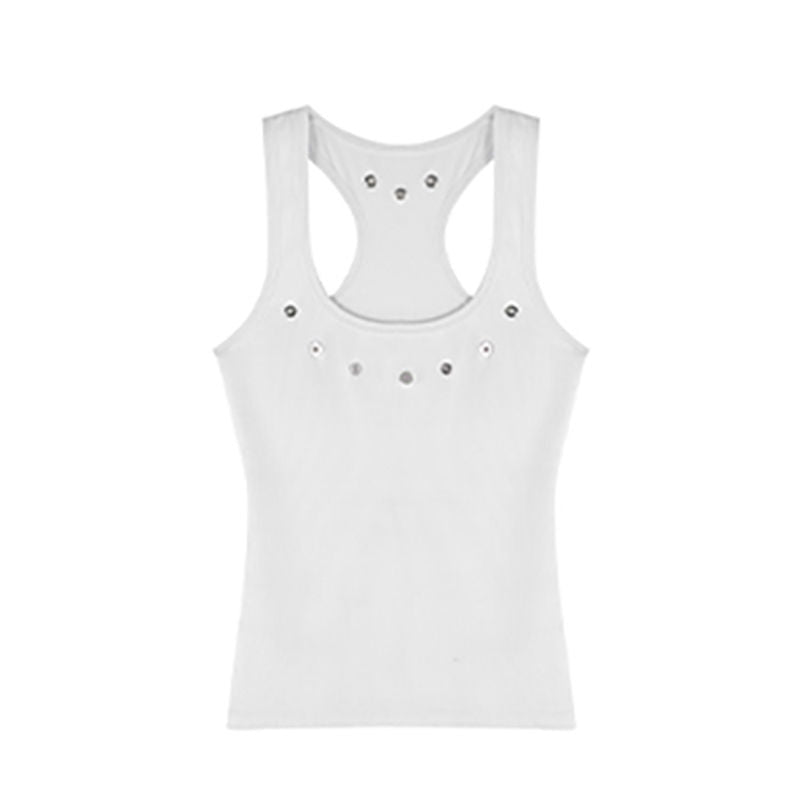 Tanks Women O-neck Sleeveless Hotsweet Hip Hop New American Style Streetwear Leisure Cool 3D Decoration Crop Tops Harajuku Solid