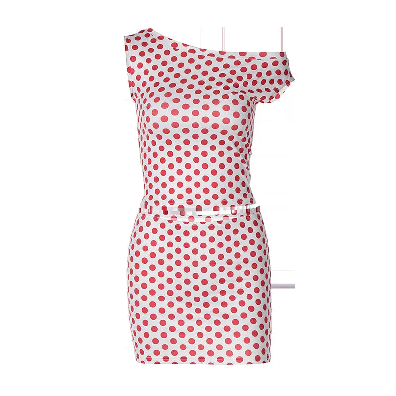 Fashionable Printed Unique Sleeveless Slim Fit Short Skirt Set Women&