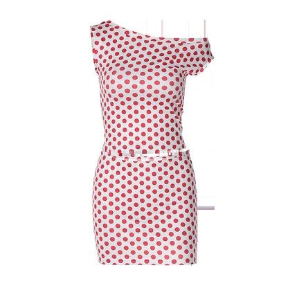 Fashionable Printed Unique Sleeveless Slim Fit Short Skirt Set Women&