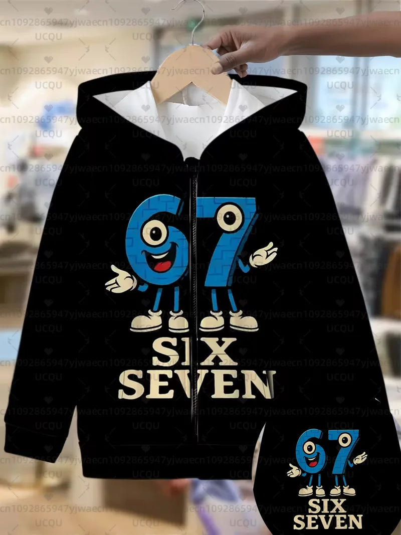 Hoodies For Kids 67 Six Seven Italian Brain Rot Math Joke Tops Y2k Game Saying Zipper Clothes Graphic Y2k Children&