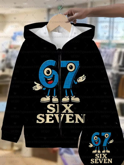 Hoodies For Kids 67 Six Seven Italian Brain Rot Math Joke Tops Y2k Game Saying Zipper Clothes Graphic Y2k Children&