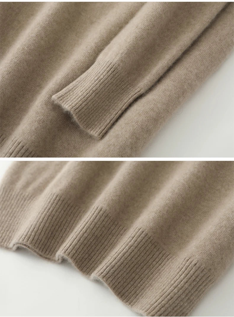 Fashion Autumn Winter Dress Women100%Merino Wool V-neck Long-sleeved Dress Women&