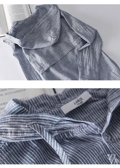 Long-sleeved Spring Summer New Solid Inen Shirt Trendy Men&