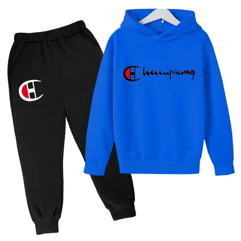 Hooded Hoodies Sweatshirts Sets Teenagers Fashion Groups of Pants Child SuitAutumn/winter Kids Clothing for Girl Boy Children&