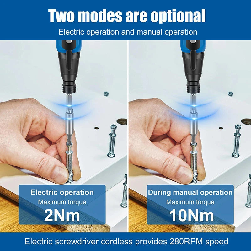 Electric Screwdriver 3.6V Mini Household Screwdriver Anti-Slip Handle Screwdrivers Straight Rod Rechargeable Driver Repair Tool