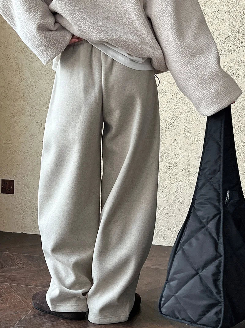 2025 Women Winter Autumn Thick Pants High Waist Wide Leg Warm Woolen Pants Fashion Clothes Vintage Pants Female Trousers