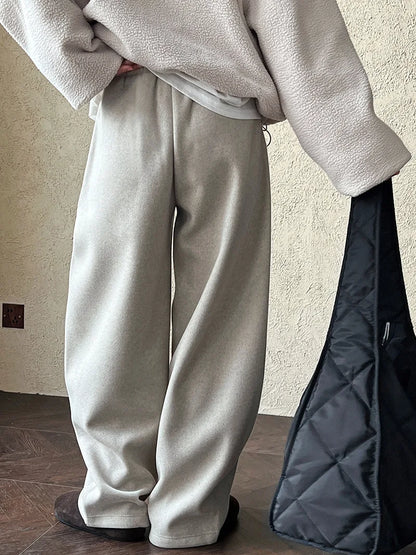 2025 Women Winter Autumn Thick Pants High Waist Wide Leg Warm Woolen Pants Fashion Clothes Vintage Pants Female Trousers