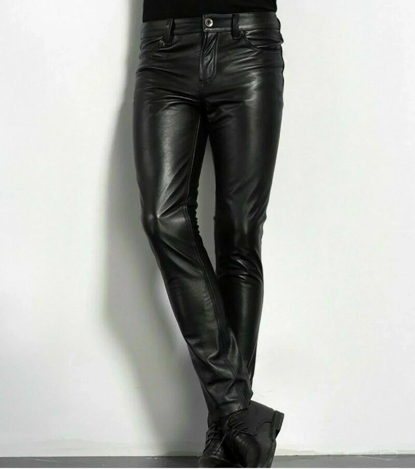 PU Leather Pants Men&