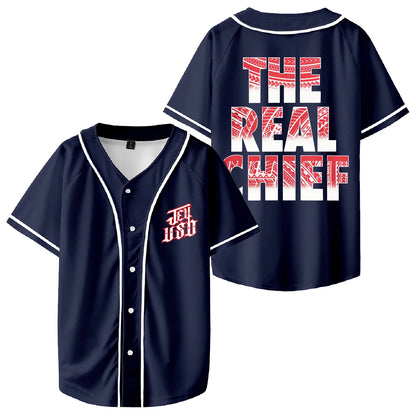 Jey Uso The Real Chief Baseball Jersey V-Neck Short Sleeve Streetwear Tee Men Women University Uniform Tops