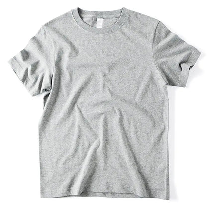 Men Women 100% Cotton T-shirt Solid Color Trend Leisure Short Sleeve Black White Gray High Quality Heavy Fabric Loose T Shirt