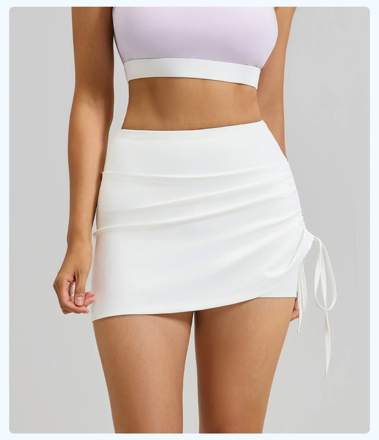 Shirring Sports Skirts with Safety Trousers for Women High Elastic Fashion Casual Fitness Skirts Fake Two Pieces Yoga Skirts