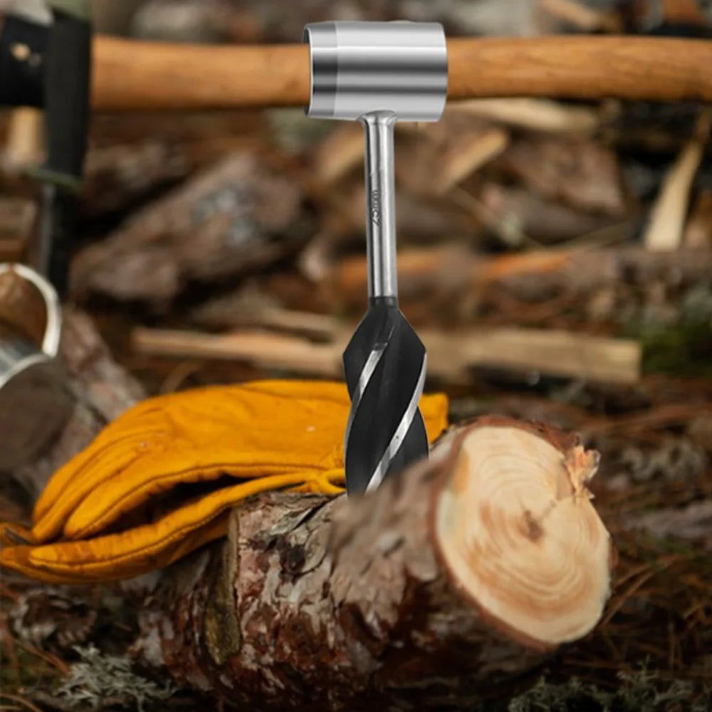 Outdoor survival tools, jungle woodworking hand drill, Scottish drill bit and handhole maker, with leather protective case.