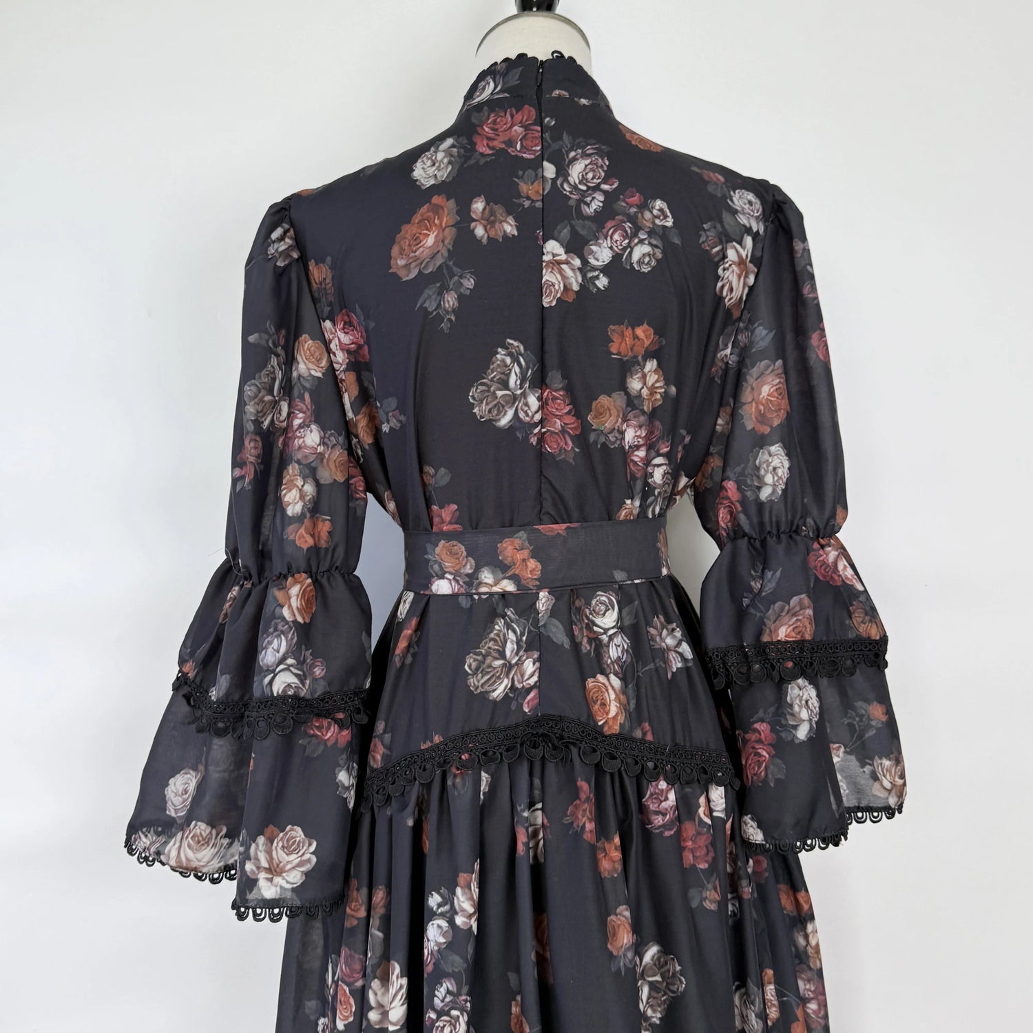 Women Maxi Dresses Sping Summer Bohemian Casual Flare Sleeve High Waist Beach Woman Chiffon Floral Belt Vestidoes Long Dress